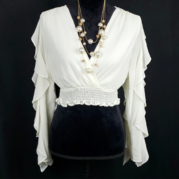 Privy Ruffle Long Sleeve Top Size Small - Picture 7 of 10